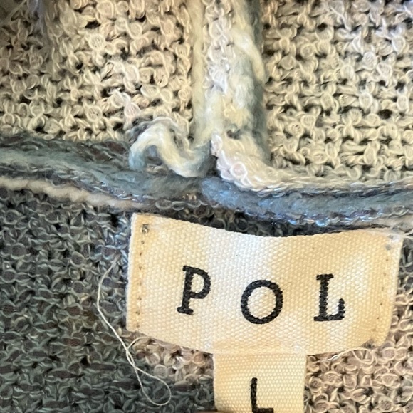 POL Women’s Blue Camo Knit Hoodie Sweater with 3/4 Sleeves. Size Large. - Picture 4 of 6